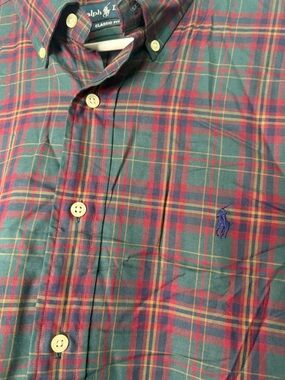 NWT Polo by Ralph Lauren Green,Blue & Red Plaid Button-Down Shirt XL